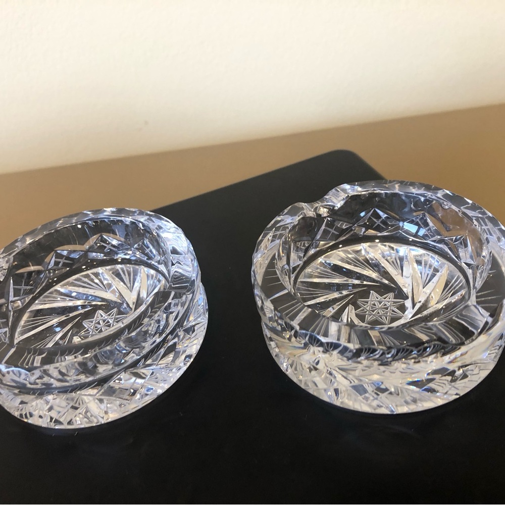 Vintage Crystal Ashtrays matching set
